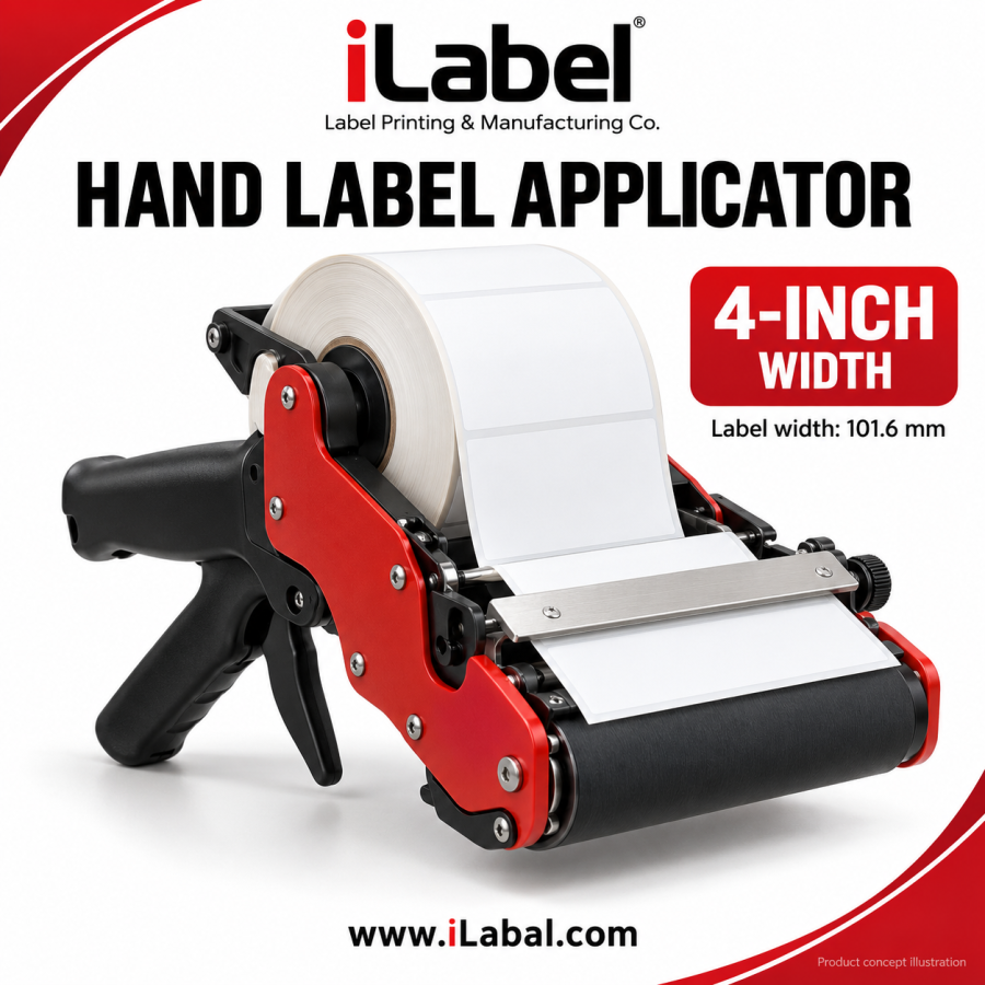 4″ Manual Label Applicator: For compatible labels up to approximately 100 mm wide.